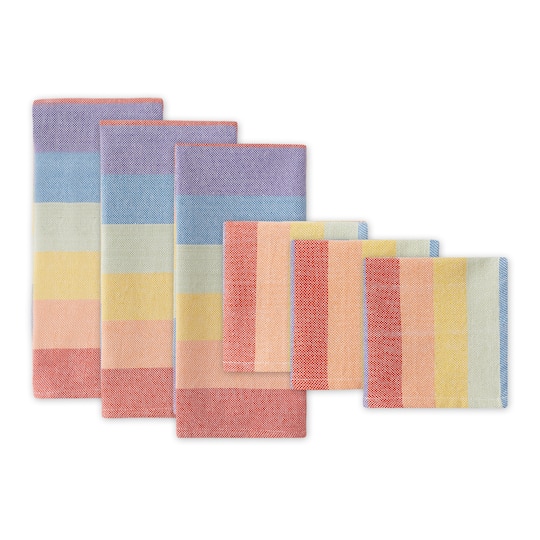 Design Imports Be You-tiful Collection Absorbent Long-Lasting Kitchen, Dishtowel Dishcloth Set, Heavyweight, Rainbow Stripe, 6 Count - Rainbow Stripe